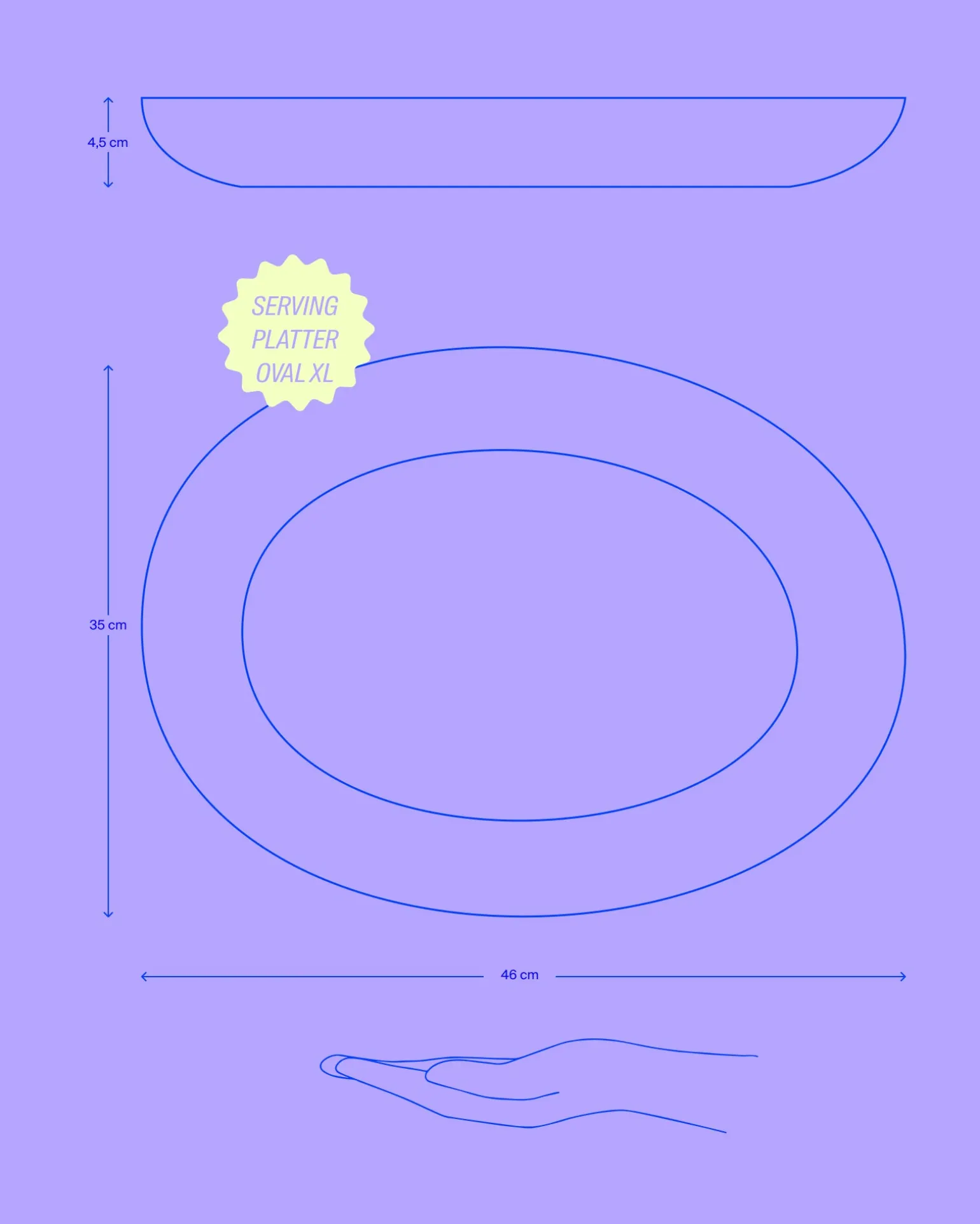 Areia Servierplatte XL oval azur