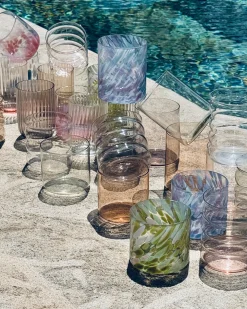 Joia Glas klein drops grün rosa