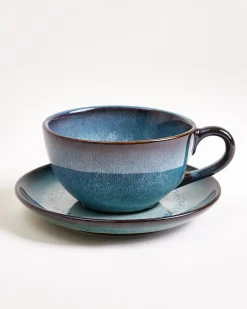 Madeira Teetasse & Untertasse groß classic grünblau 6er-Set