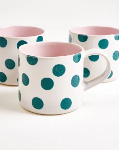 Nódoa Tasse groß gepunktet rosa grün 4er-Set