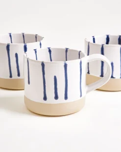 Nódoa Tasse groß gestreift weiß blau 6er-Set