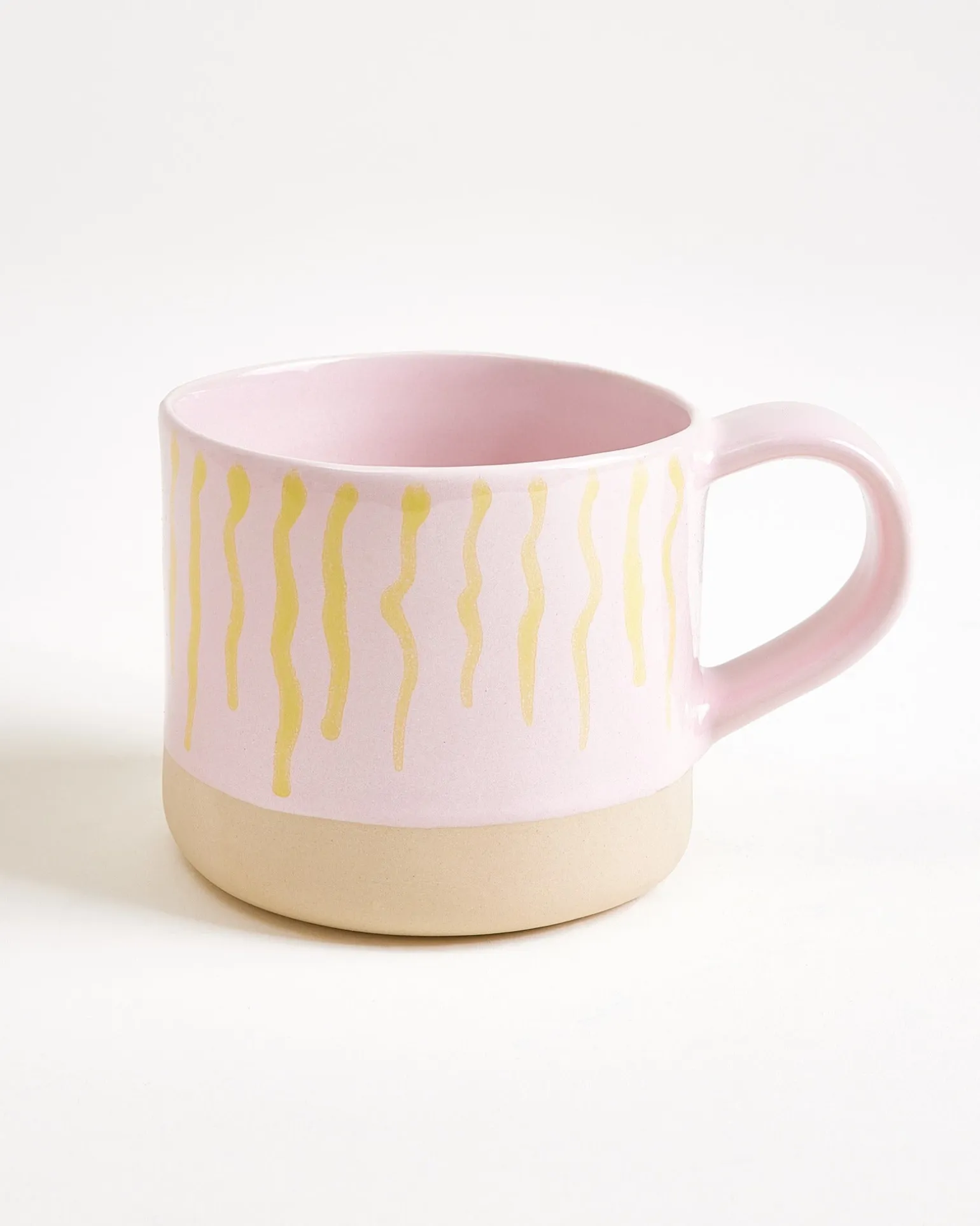 Nódoa Tasse groß gestreift rosa gelb
