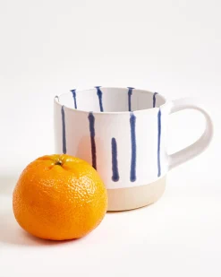 Nódoa Tasse groß gestreift weiß blau 4er-Set