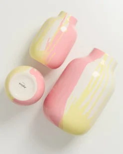 Nuno Vase M drip gelb rosa